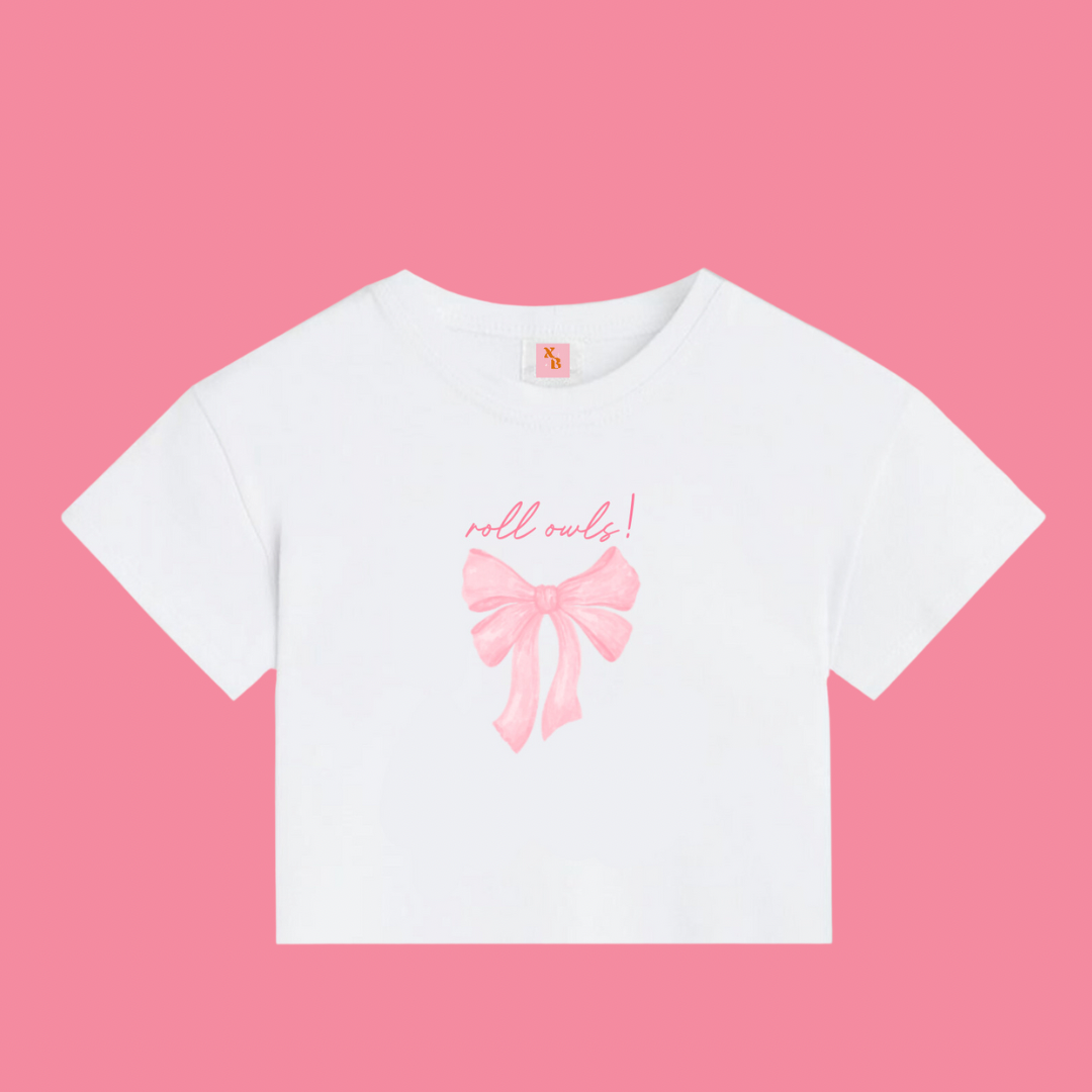 Roll Owls Bow Baby Tee